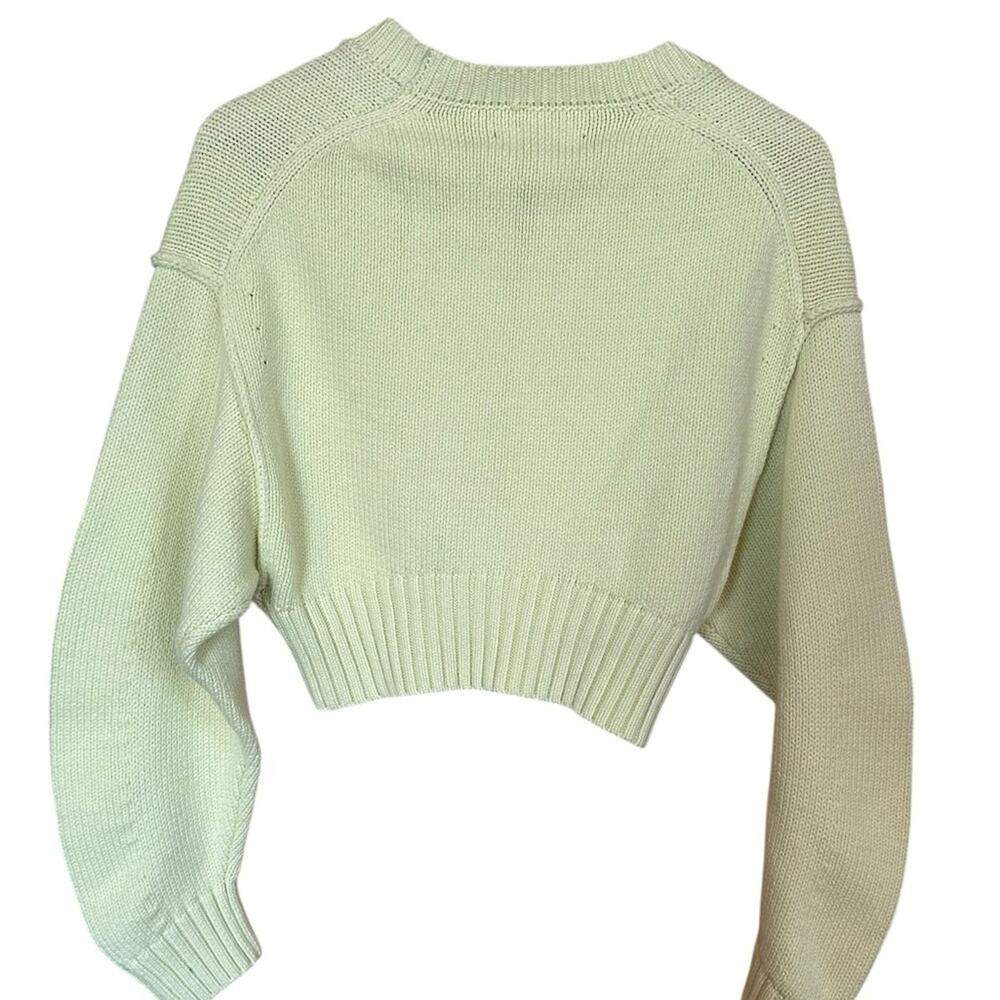 NWT Urban Outfitters Aiden Pullover Cropped Crewneck Sweater Lemon Lime Green M - Picture 3 of 11